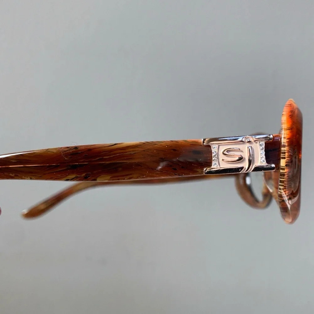 Vintage WIDE FIT Acetate EyeGlasses Amber Caramel Auburn NOS 1990’s Eyeglasses